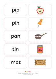 Picture / word matching cards<br/>Set&nbsp;2 [i&nbsp;n&nbsp;m&nbsp;d]<br/>(8&nbsp;pairs)