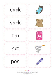 Picture / word matching cards<br/>Set&nbsp;4 [ck&nbsp;e&nbsp;u&nbsp;r]<br/>(17&nbsp;pairs)