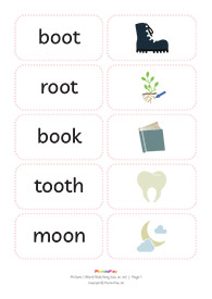 Picture / word matching cards<br/>[oo&nbsp;ar&nbsp;or]<br/>(17&nbsp;pairs)